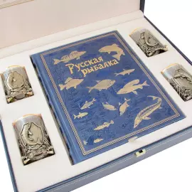 Gift set with a book and "Rybatsky" stacks for 4 persons