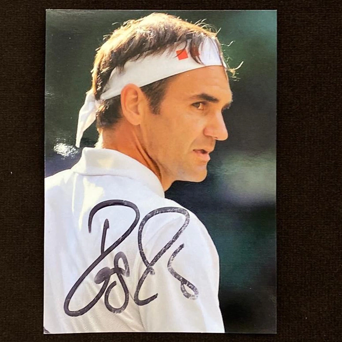 Autographed photo of tennis player Roger Federer
