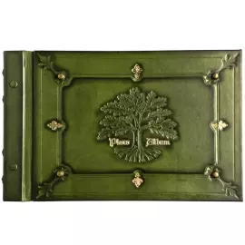 Фотоальбом из натуральной кожи "Дуб, растущий сквозь время" цвет зеленый