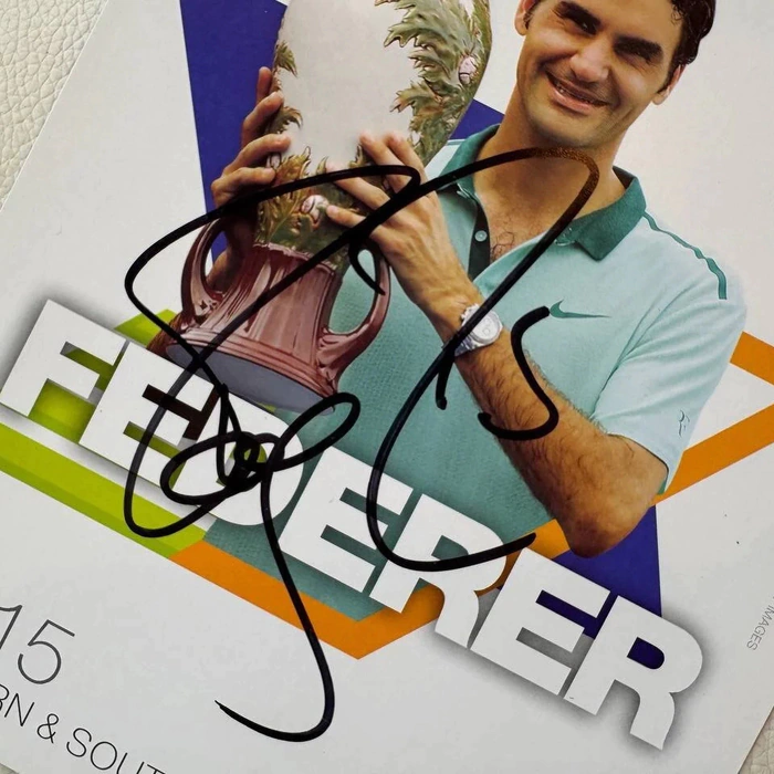 Autographed photo of tennis player Roger Federer