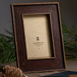 Genuine leather photo frame "Classic" brown