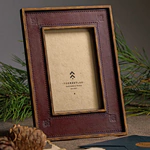 Genuine leather photo frame "Classic" red-brown
