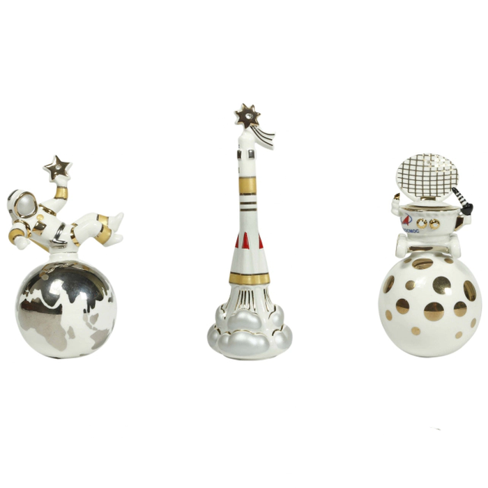 A set of corporate Christmas tree toys made of porcelain "Cosmic"