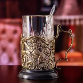 Подстаканник из латуни "С Юбилеем - 55 лет" на 1 персону