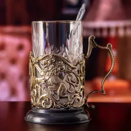 Brass cup holder "65 years old. Jubilee" for 1 person