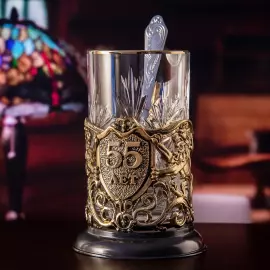 Brass cup holder "55 years old. Jubilee" for 1 person