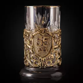Brass cup holder "55 years old. Jubilee" for 1 person