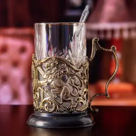 Brass cup holder "60 years old. Jubilee" for 1 person