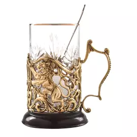 Brass cup holder "70 years old. Jubilee" for 1 person