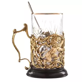 Brass cup holder "70 years old. Jubilee" for 1 person