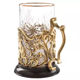 Brass cup holder "70 years old. Jubilee" for 1 person