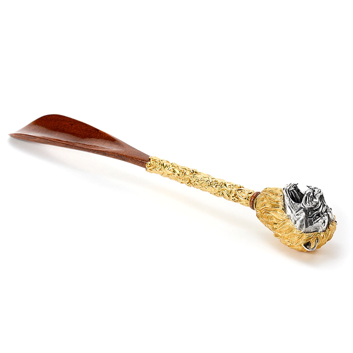 Lion shoe horn with gold plating