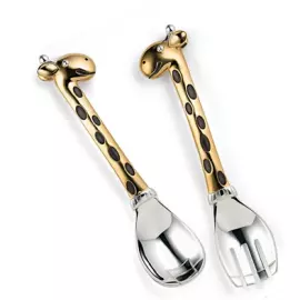 Silver children's cutlery set "Giraffes" for 1 person