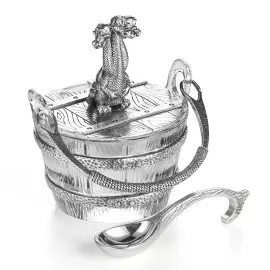 Silver and crystal caviar bowl "Snake Gorynych" with a spoon