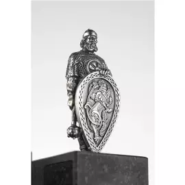 Книжные упоры из гранита и серебра "Богатыри"