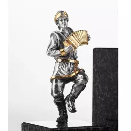 Книжные упоры из гранита и серебра "Гуляния" с позолотой