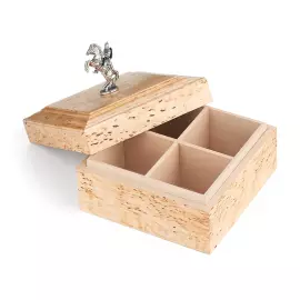 Ларец для пакетированного чая из карельской берёзы "Витязь" с серебром