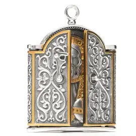 Складень из серебра "Господь Вседержитель" с позолотой Складень из серебра "Господь Вседержитель" с позолотой