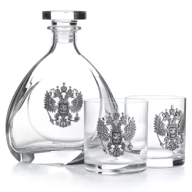 Набор для виски "Единство" с серебром, на 2 персоны