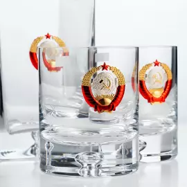 Набор для виски "СССР" с серебром, на 2 персоны