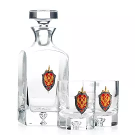 Набор для виски "ФСБ" с серебром, на 2 персоны