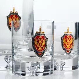 Набор для виски "ФСБ" с серебром, на 2 персоны