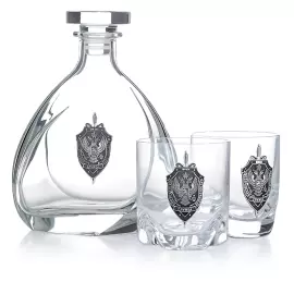 Набор для виски "ФСБ" с серебром, на 2 персоны