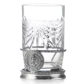 Crystal cup holder made of silver "Marine Corps" for 1 person