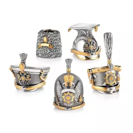 Набор рюмок из серебра "Русское воинство" на 5 персон