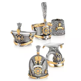 Набор рюмок из серебра "Русское воинство" на 5 персон