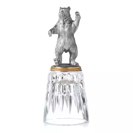 Silver and crystal flip glass "Bear" for 1 person