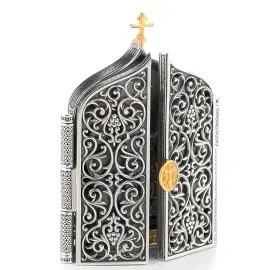 Складень из серебра "Георгий Победоносец" средний Складень из серебра "Георгий Победоносец" средний