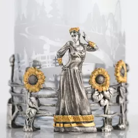 Соусник из серебра и хрусталя "Разгуляй"