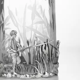 Соусник из серебра и хрусталя "Рыбак"