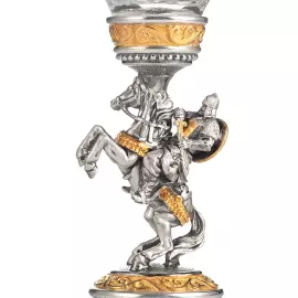 Set of crystal glasses "Horseman" with silver, for 3 persons