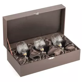 Set of crystal glasses "Horseman" with silver, for 3 persons