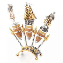 Набор пробочников из серебра "Алые Паруса" на подставке