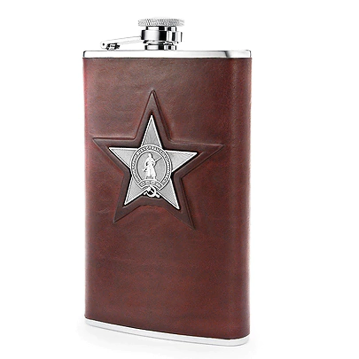 Red Star leather and silver flask