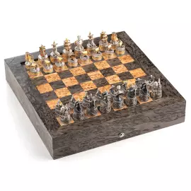 Шахматы из карельской березы и серебра "Синопское сражение"
