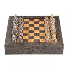 Шахматы из карельской березы и серебра "Синопское сражение"
