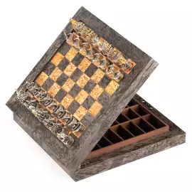 Шахматы из карельской березы и серебра "Синопское сражение"