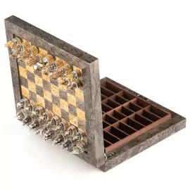 Шахматы из карельской березы и серебра "Синопское сражение"