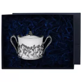 Сахарница из фарфора и серебра "Розалия" с чернением