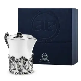 Сливочник из серебра и фарфора "Розалия" с чернением Сливочник из серебра и фарфора "Розалия" с чернением