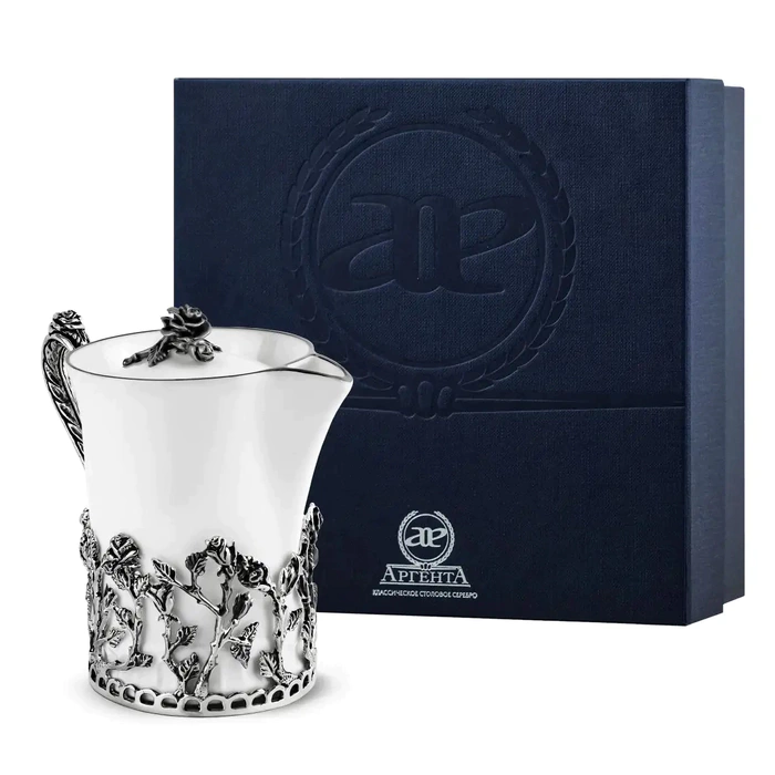 Creamer made of silver and porcelain "Rosalia" with blackening