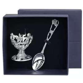 Набор для завтрака из серебра "Розалия": ложка и подставка под яйцо, на 1 персону