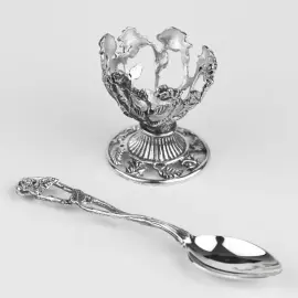 Набор для завтрака из серебра "Розалия": ложка и подставка под яйцо, на 1 персону