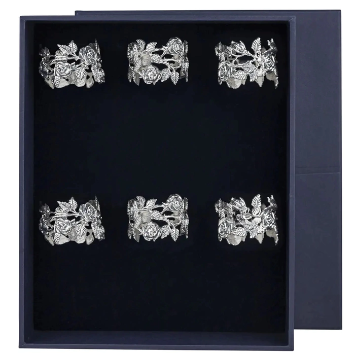Set of silver napkin rings "Rosalia" for 6 persons