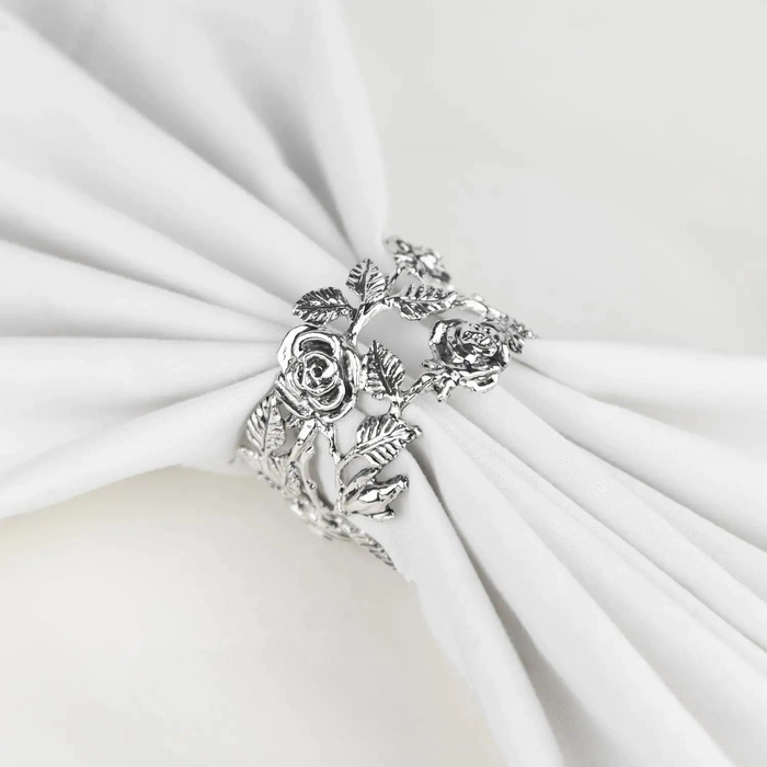 Set of silver napkin rings "Rosalia" for 6 persons