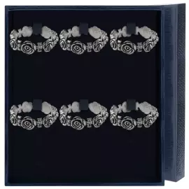 Набор серебряных колец для салфеток "Розалия" на 6 персон